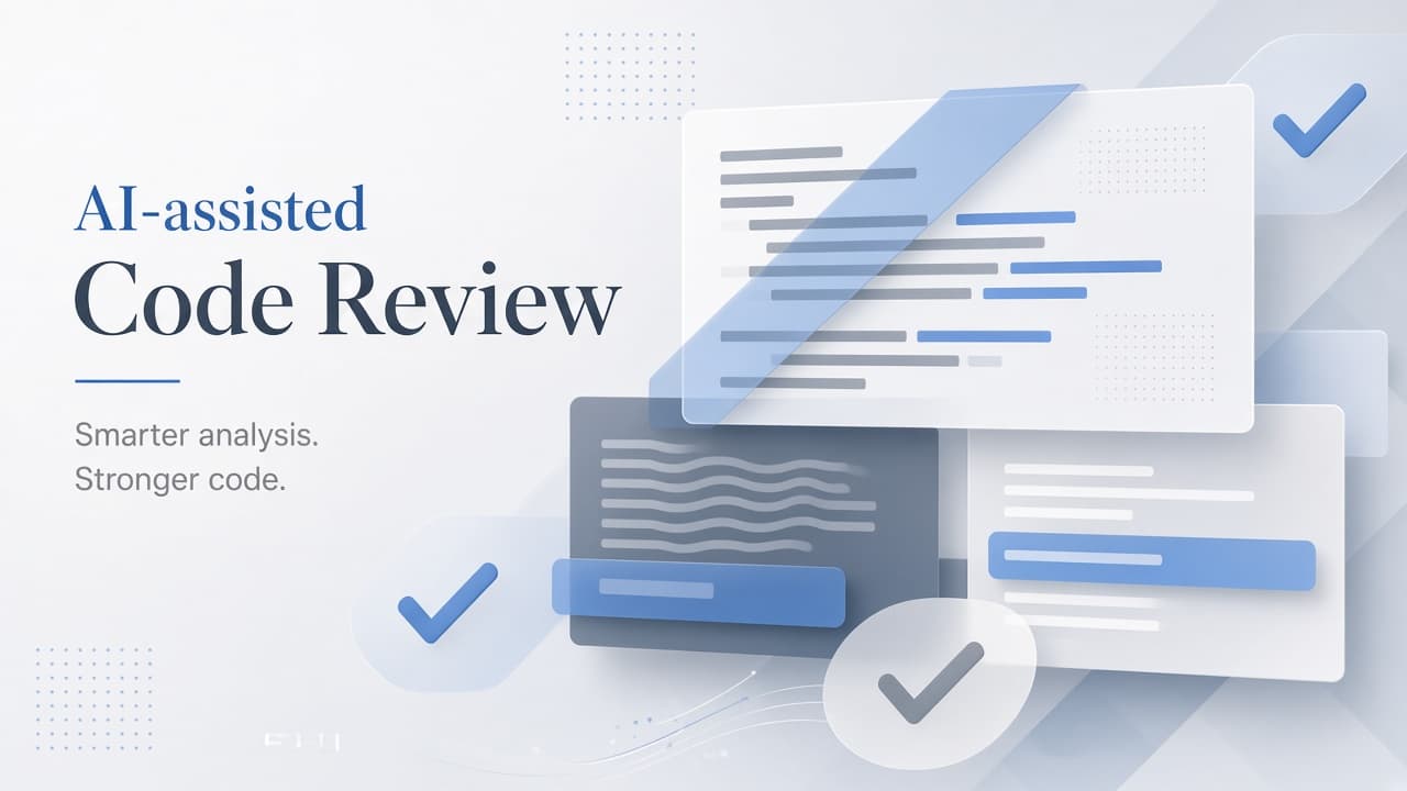 Abstract AI-assisted code review visual