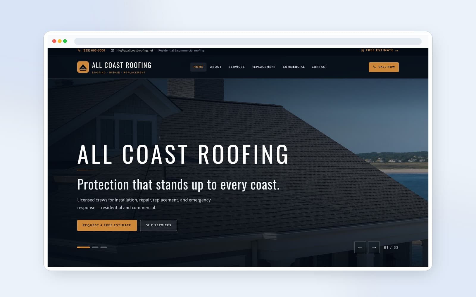 All Coast Roofing desktop view