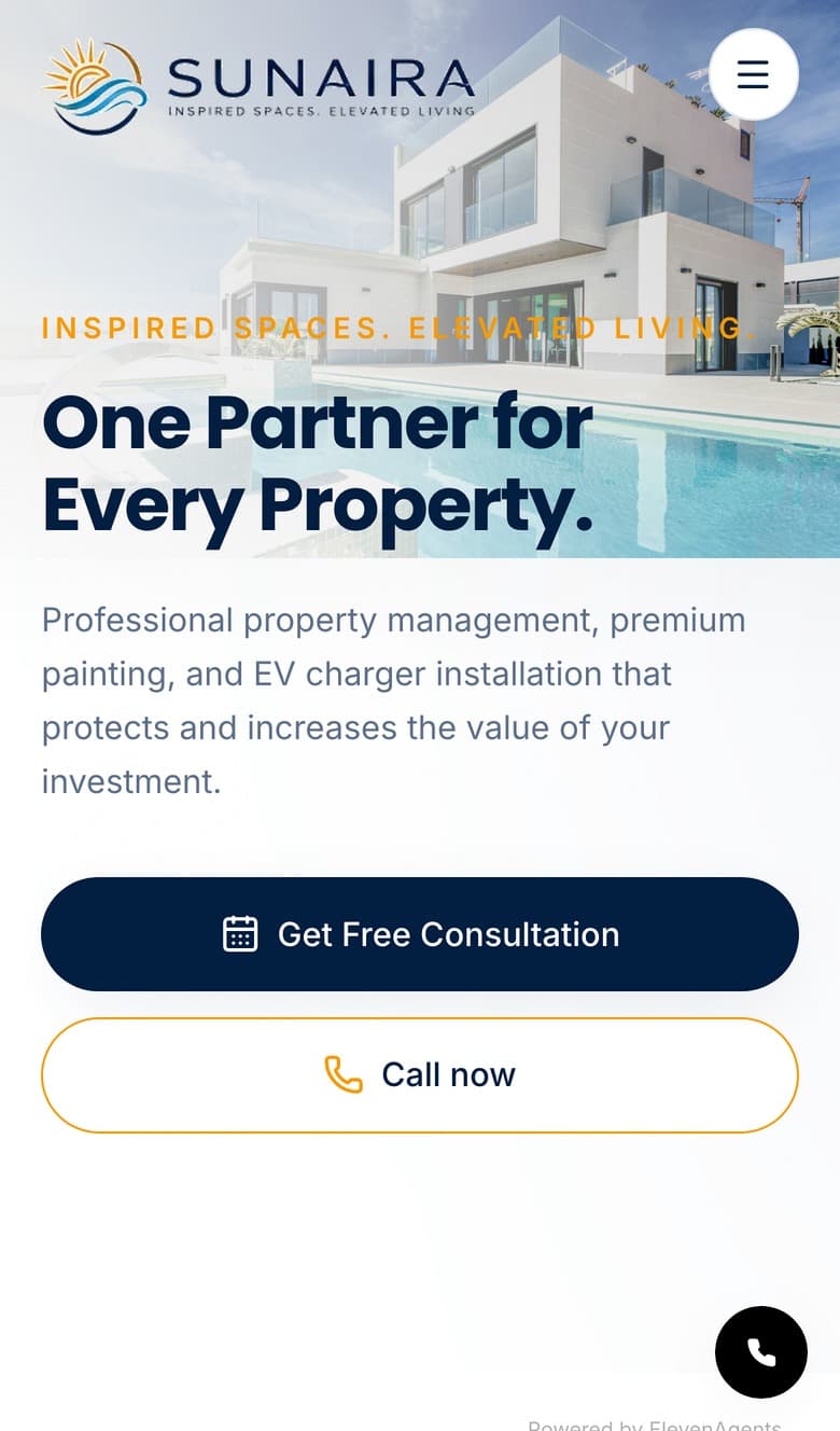 Sunaira Homes mobile view